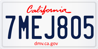 CA license plate 7MEJ805