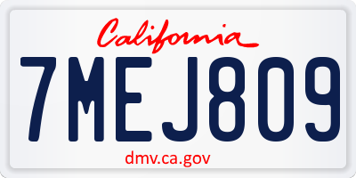 CA license plate 7MEJ809