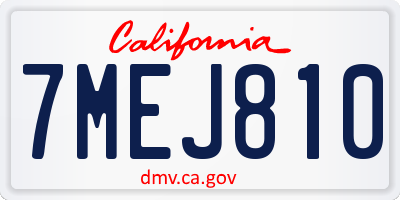 CA license plate 7MEJ810