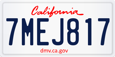 CA license plate 7MEJ817