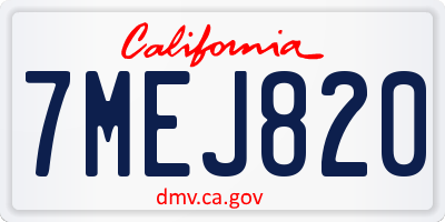 CA license plate 7MEJ820