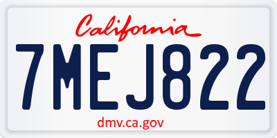 CA license plate 7MEJ822