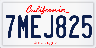 CA license plate 7MEJ825
