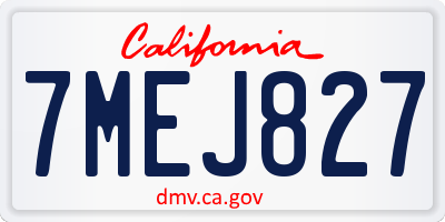 CA license plate 7MEJ827