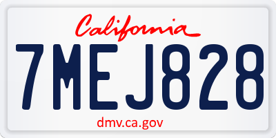 CA license plate 7MEJ828