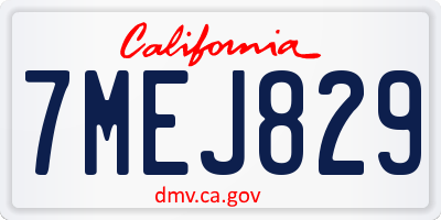 CA license plate 7MEJ829