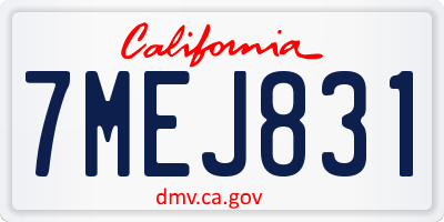 CA license plate 7MEJ831