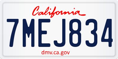 CA license plate 7MEJ834
