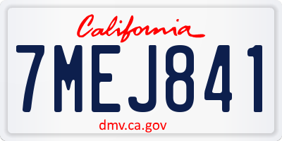 CA license plate 7MEJ841