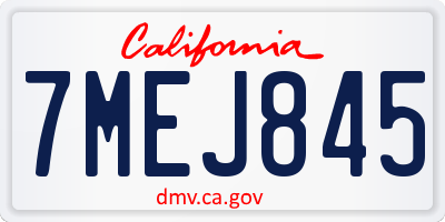 CA license plate 7MEJ845