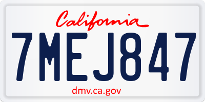 CA license plate 7MEJ847