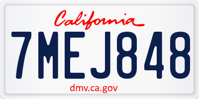 CA license plate 7MEJ848