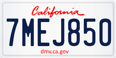 CA license plate 7MEJ850