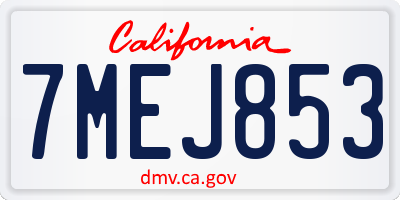 CA license plate 7MEJ853