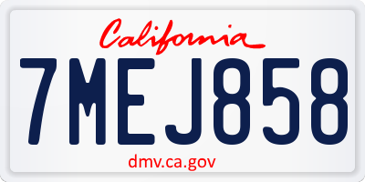 CA license plate 7MEJ858