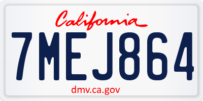 CA license plate 7MEJ864