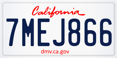 CA license plate 7MEJ866