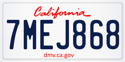 CA license plate 7MEJ868