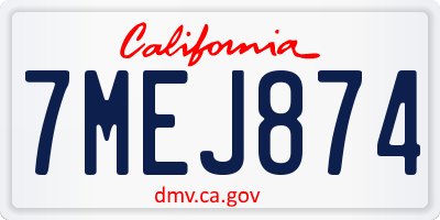 CA license plate 7MEJ874