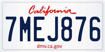 CA license plate 7MEJ876