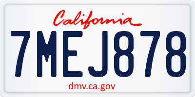 CA license plate 7MEJ878
