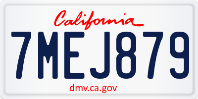 CA license plate 7MEJ879