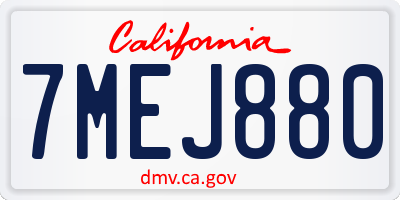 CA license plate 7MEJ880