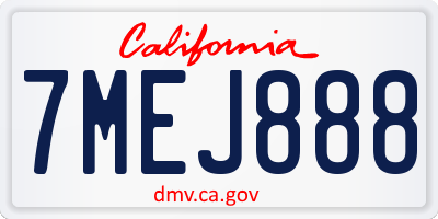 CA license plate 7MEJ888