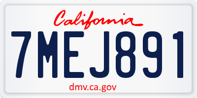 CA license plate 7MEJ891