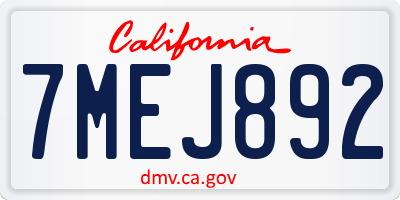 CA license plate 7MEJ892