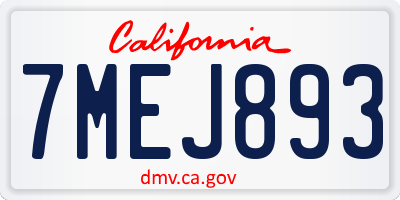 CA license plate 7MEJ893