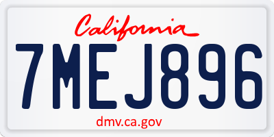 CA license plate 7MEJ896