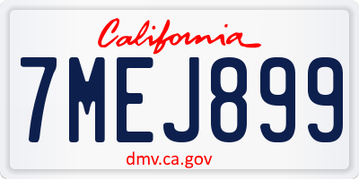 CA license plate 7MEJ899
