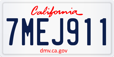 CA license plate 7MEJ911