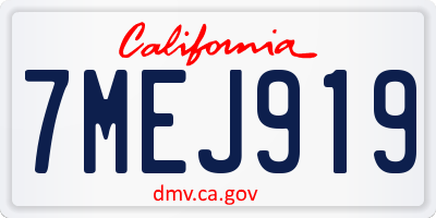 CA license plate 7MEJ919