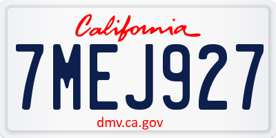 CA license plate 7MEJ927