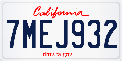 CA license plate 7MEJ932
