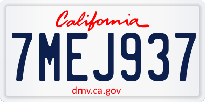 CA license plate 7MEJ937