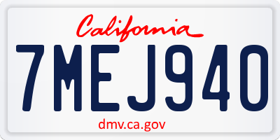 CA license plate 7MEJ940