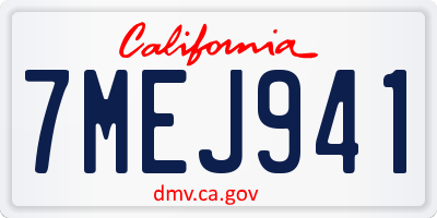 CA license plate 7MEJ941