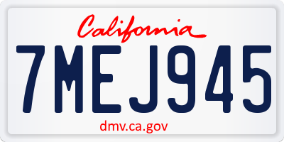CA license plate 7MEJ945