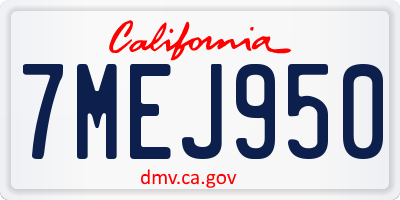 CA license plate 7MEJ950