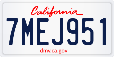 CA license plate 7MEJ951