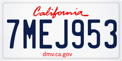 CA license plate 7MEJ953