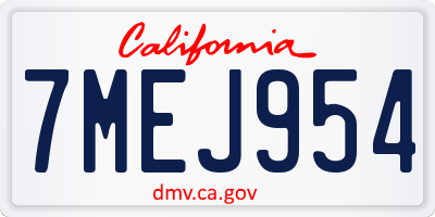 CA license plate 7MEJ954