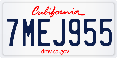 CA license plate 7MEJ955