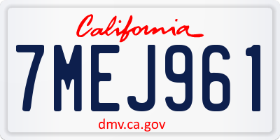 CA license plate 7MEJ961