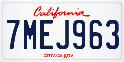 CA license plate 7MEJ963