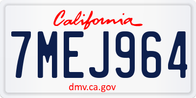 CA license plate 7MEJ964