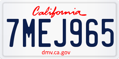 CA license plate 7MEJ965